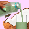 Splendid Spoon Smoothie being poured with ingredient background