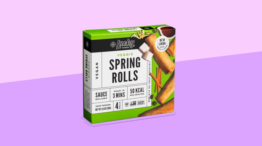 A box of Lucky Foods Veggie Spring Rolls