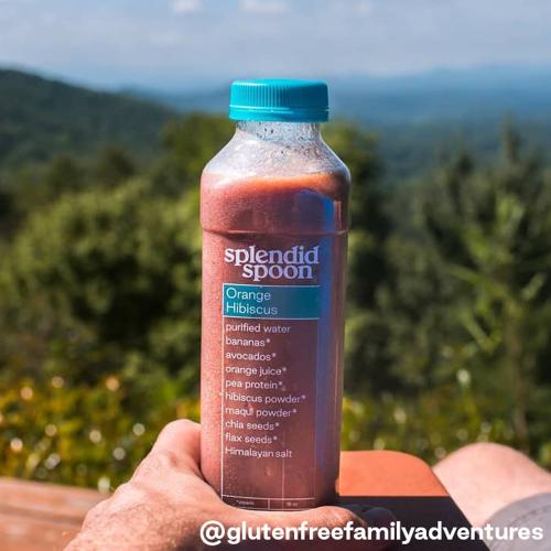 Orange Hibiscus smoothie on a hike picture taken by gluten free family adventures. 