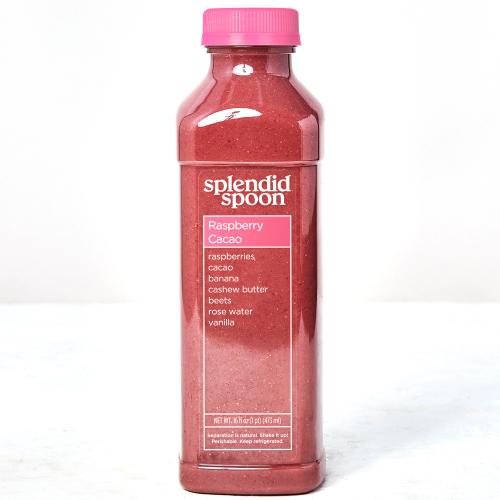 Raspberry Cacao Smoothie on a white background