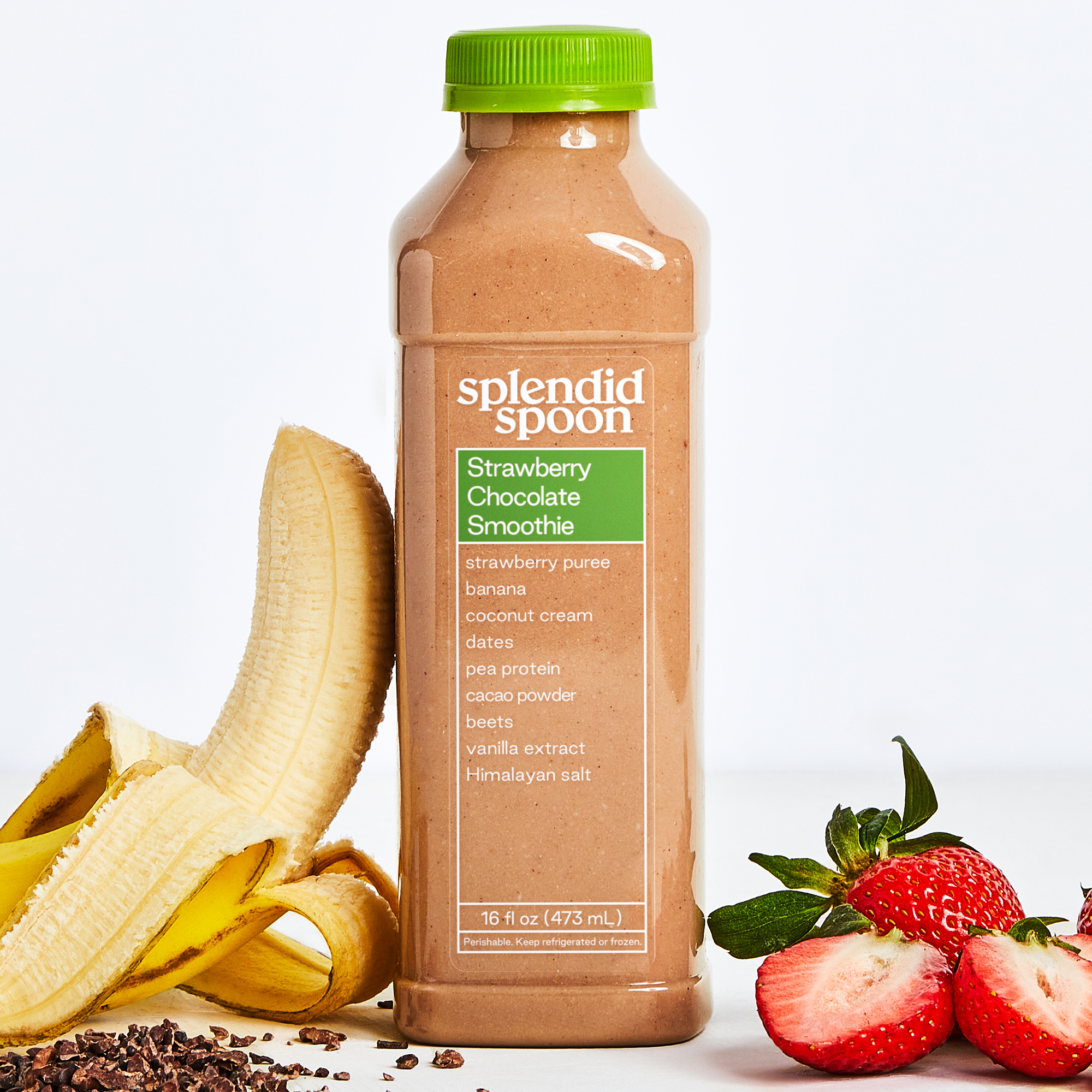 Strawberry Chocolate Smoothie with ingredients