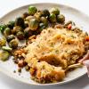 Vegan Shepherd’s Pie Dish with sweet potato mash & Brussels sprouts